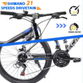 Ecarpat 26 in Mountain Bike, 21 - Speed Bike with Dual Suspension, High - Carbon Steel Frame and Disc Brakes, MTB Commuter Bicycles for Men Women, Black - Blue