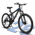 Ecarpat 26 in Mountain Bike, 21 - Speed Bike with Dual Suspension, High - Carbon Steel Frame and Disc Brakes, MTB Commuter Bicycles for Men Women, Black - Blue