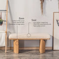 Solid Wood and Beige Velvet Bench Exotic Boho Entryway