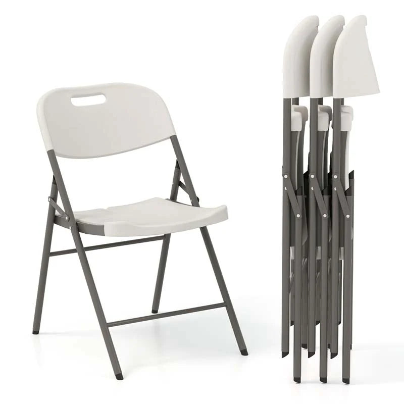 4/8/12 Pack HDPE Plastic Folding Chairs, Waiting Room Chairs with Metal Frame, Portable Banquet Chairs, Vinyl Stackable Party Chairs