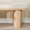 Solid Wood and Beige Velvet Bench Exotic Boho Entryway