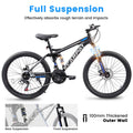 Ecarpat 26 in Mountain Bike, 21 - Speed Bike with Dual Suspension, High - Carbon Steel Frame and Disc Brakes, MTB Commuter Bicycles for Men Women, Black - Blue
