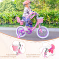 Hykolity 14" Girls Bikes with Basket, Doll Seat, Removable Training Wheel, Adjustable Sanddle