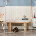 Solid Wood and Beige Velvet Bench Exotic Boho Entryway