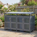 44 Cu.Ft Outdoor Trash Can Storage Shed for 2 Bins, Metal Garbage Can Organizer with Gas Struts, Shock Absorbers, Lockable Doors & Slant-Roof