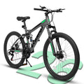 Ecarpat 26 in Mountain Bike, 21 - Speed Bike with Dual Suspension, High - Carbon Steel Frame and Disc Brakes, MTB Commuter Bicycles for Men Women, Black - Blue
