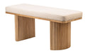 Solid Wood and Beige Velvet Bench Exotic Boho Entryway