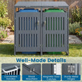 44 Cu.Ft Outdoor Trash Can Storage Shed for 2 Bins, Metal Garbage Can Organizer with Gas Struts, Shock Absorbers, Lockable Doors & Slant-Roof