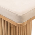 Solid Wood and Beige Velvet Bench Exotic Boho Entryway