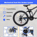 Ecarpat 26 in Mountain Bike, 21 - Speed Bike with Dual Suspension, High - Carbon Steel Frame and Disc Brakes, MTB Commuter Bicycles for Men Women, Black - Blue