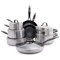 Venice Pro Noir Tri-Ply Stainless Steel Healthy Ceramic Nonstick 13 Piece Cookware Pots and Pans Set
