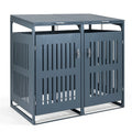 44 Cu.Ft Outdoor Trash Can Storage Shed for 2 Bins, Metal Garbage Can Organizer with Gas Struts, Shock Absorbers, Lockable Doors & Slant-Roof