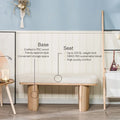 Solid Wood and Beige Velvet Bench Exotic Boho Entryway