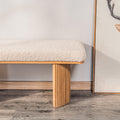 Solid Wood and Beige Velvet Bench Exotic Boho Entryway
