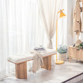 Solid Wood and Beige Velvet Bench Exotic Boho Entryway