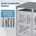 44 Cu.Ft Outdoor Trash Can Storage Shed for 2 Bins, Metal Garbage Can Organizer with Gas Struts, Shock Absorbers, Lockable Doors & Slant-Roof