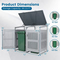 44 Cu.Ft Outdoor Trash Can Storage Shed for 2 Bins, Metal Garbage Can Organizer with Gas Struts, Shock Absorbers, Lockable Doors & Slant-Roof