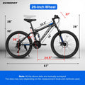 Ecarpat 26 in Mountain Bike, 21 - Speed Bike with Dual Suspension, High - Carbon Steel Frame and Disc Brakes, MTB Commuter Bicycles for Men Women, Black - Blue
