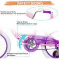 Hykolity 14" Girls Bikes with Basket, Doll Seat, Removable Training Wheel, Adjustable Sanddle