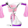 Hykolity 14" Girls Bikes with Basket, Doll Seat, Removable Training Wheel, Adjustable Sanddle
