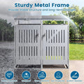 44 Cu.Ft Outdoor Trash Can Storage Shed for 2 Bins, Metal Garbage Can Organizer with Gas Struts, Shock Absorbers, Lockable Doors & Slant-Roof