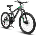 Ecarpat 26 in Mountain Bike, 21 - Speed Bike with Dual Suspension, High - Carbon Steel Frame and Disc Brakes, MTB Commuter Bicycles for Men Women, Black - Blue