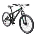 Ecarpat 26 in Mountain Bike, 21 - Speed Bike with Dual Suspension, High - Carbon Steel Frame and Disc Brakes, MTB Commuter Bicycles for Men Women, Black - Blue