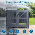 44 Cu.Ft Outdoor Trash Can Storage Shed for 2 Bins, Metal Garbage Can Organizer with Gas Struts, Shock Absorbers, Lockable Doors & Slant-Roof